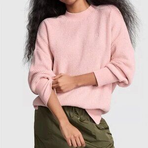 NWT PINK Victoria’s Secret Chenille Pullover Sweater Oversized Pink Size XXL NEW